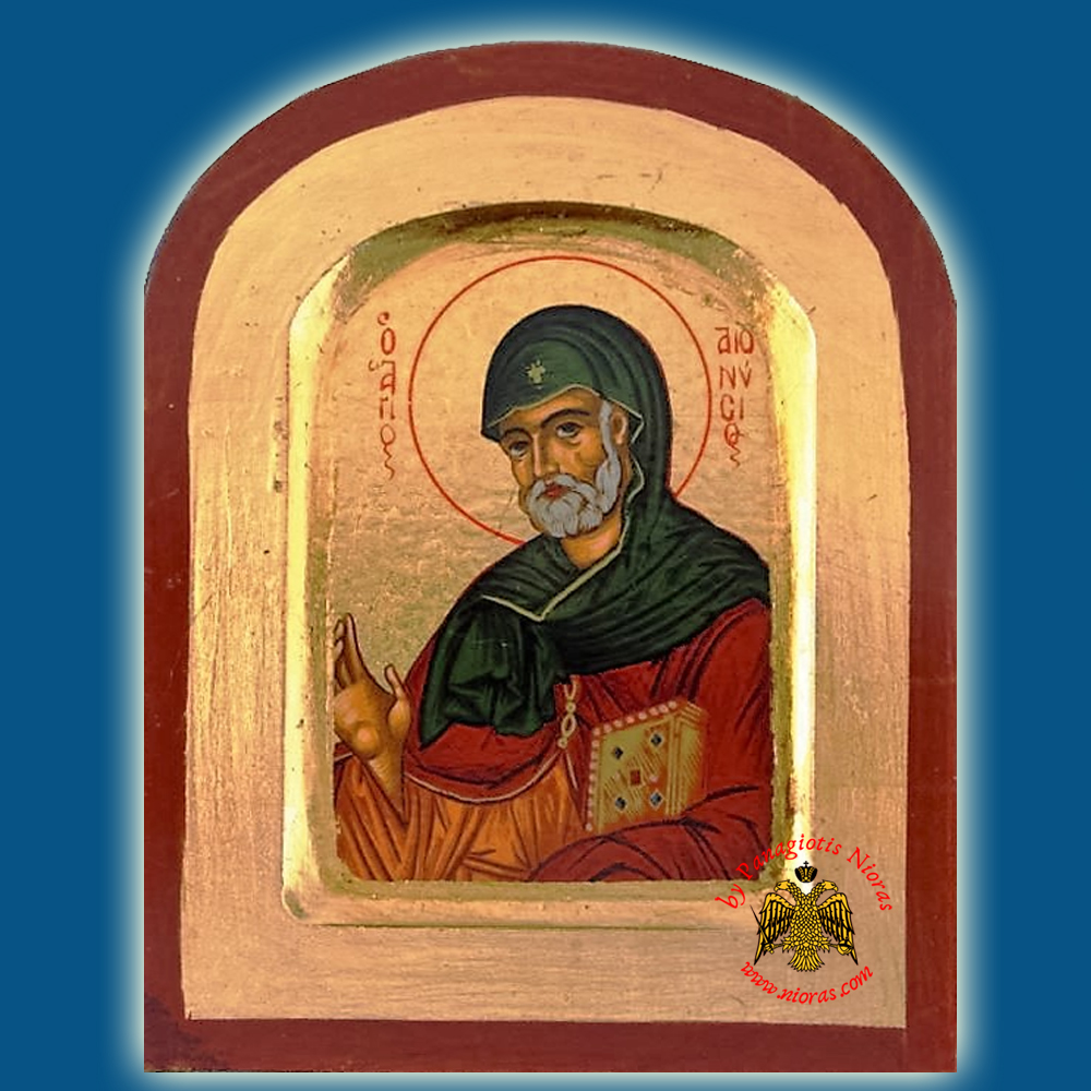 Saint Dionysios Byzantine Wooden Icon on Canvas